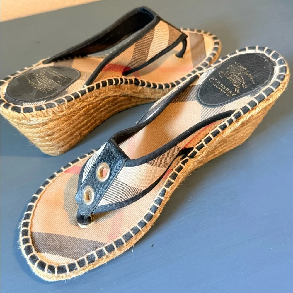 Burberry Plaid Espadrille Thong Sandals - Picture 4 of 6